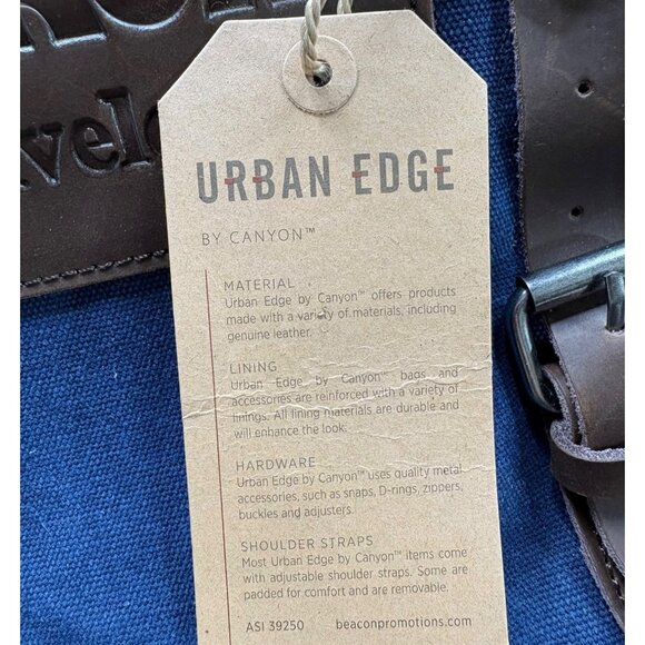 Vykon Activelogix Urban Edge Blue Canvas Brown Leather Travel Bag Handles Strap - Picture 6 of 16